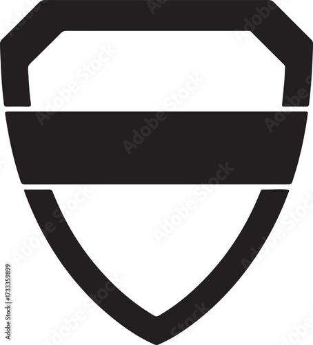Illustration of black shield emblem isolated on white background