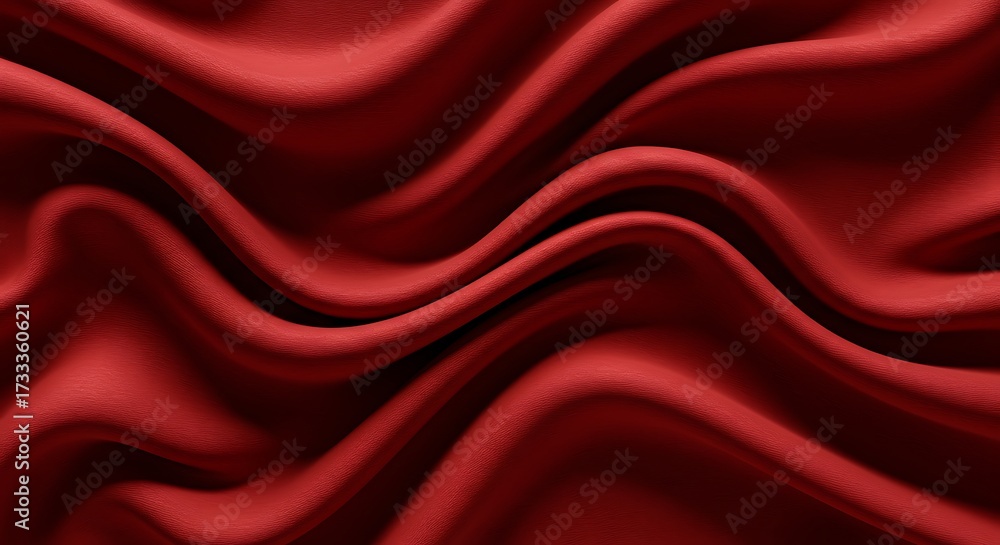 Fototapeta premium Elegant red fabric with flowing curves and soft textures