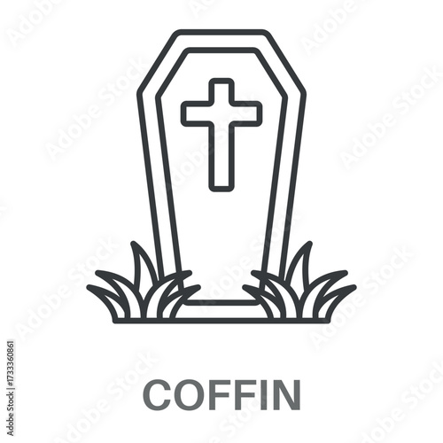 Coffin Outline Concept Simple Style Design Vector