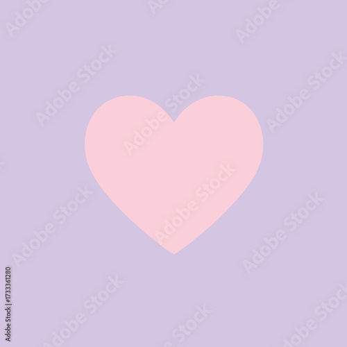 Soft Pink Heart Icon on Gentle Lavender Background - Simple Graphic Design Element for Love, Romance, and Affection Concepts