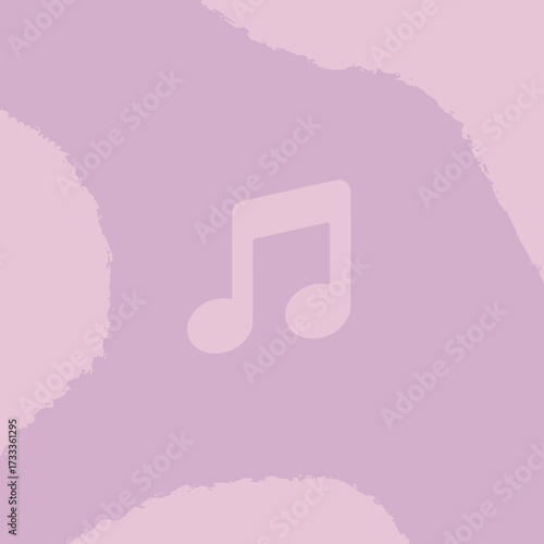 Musical Note Symbol on a Soft Purple and Pink Brush Stroke Background Illustration