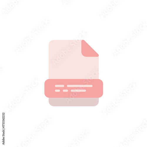 Blush Icon of a Simple Document with Upturned Corner for Web Design and UI