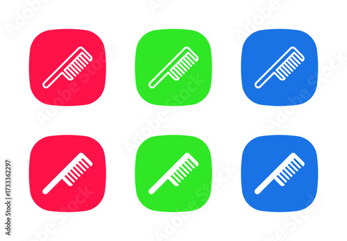 Comb icon in vibrant square background, representing hair grooming and styling tools
