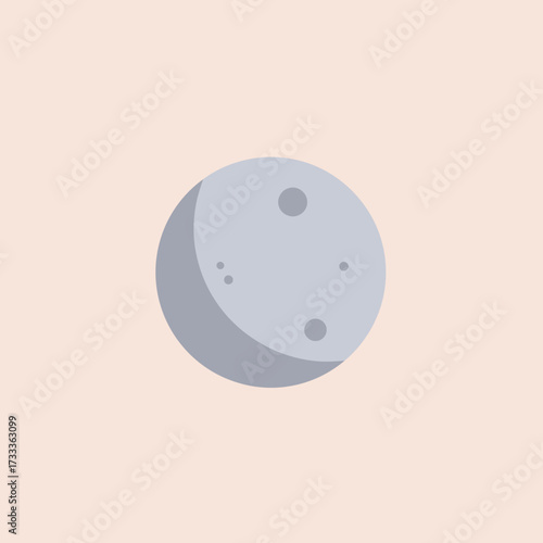 Waning Moon Icon Lunar Phase Illustration in Minimalist Style
