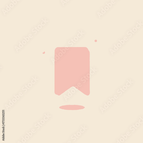 A minimalist pink bookmark icon with a flat design style. Simple vector graphic symbol for saving, reading, or tagging online content, created with modern image effects