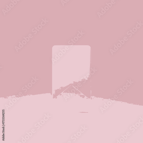 Abstract minimalist bookmark icon in soft pink, representing saving and favorite content