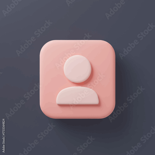 Pink user profile icon in a rounded square shape, representing a person, identity, or account