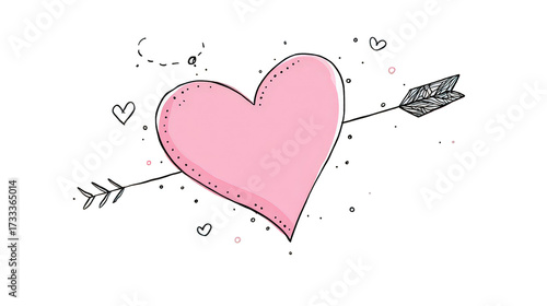 Pink Heart with Love Arrows