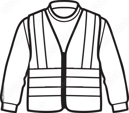 Illustration of high visibility safety vest and long sleeve shirt isolated on white background