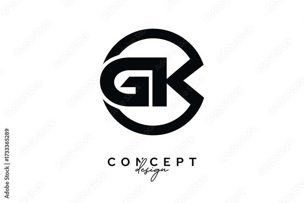Fototapeta premium GK Creative Circle Monogram Logo Design – Modern Branding Concept