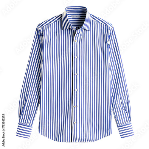 Men's blue and white striped dress shirt png