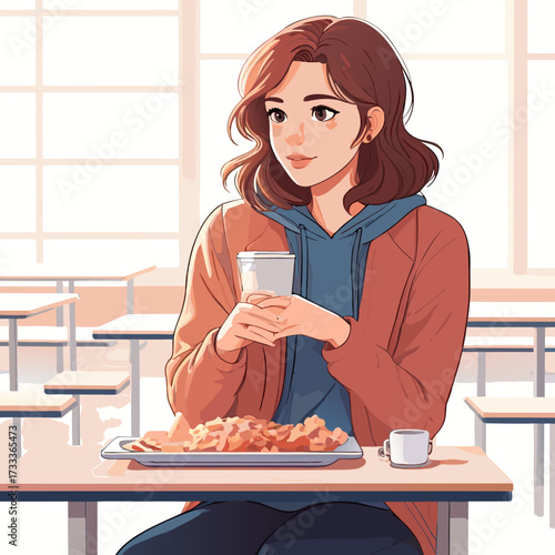 woman drinking coffee in cafe
