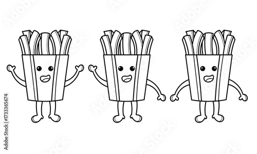 hand drawing of a french fries mascot