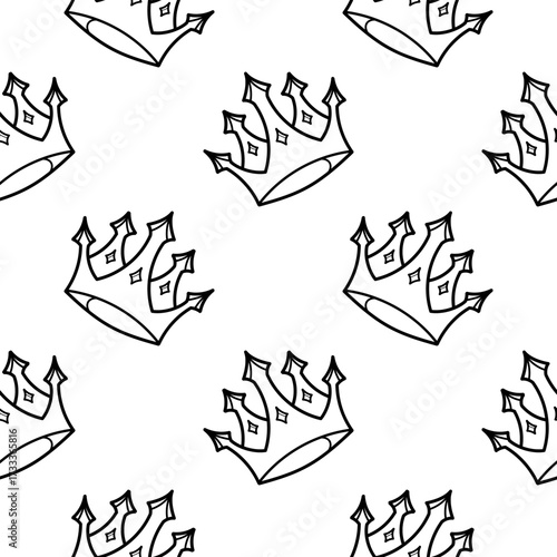 seamless pattern hand drawn queens crown