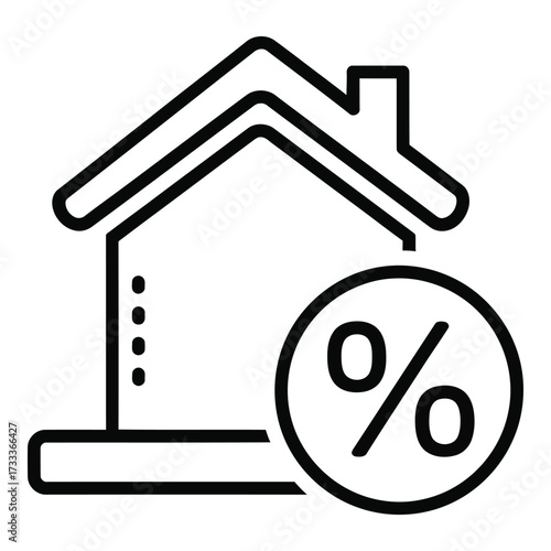 Vector art of house with percentage symbol icon representing mortgage or real estate interest rates