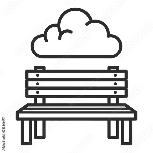 Vector art of simple bench under cloud illustration