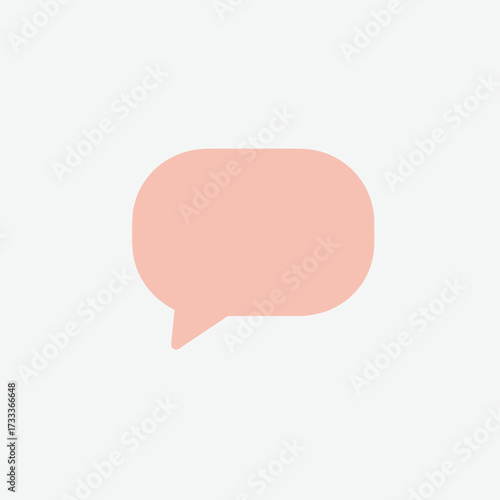 A minimalist, soft-peach colored speech bubble icon on a plain white background, symbolizing communication and conversation