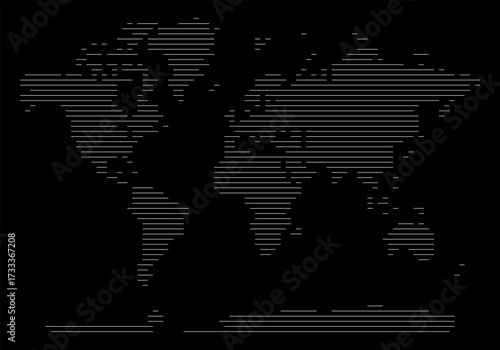 Small horizontal line shape vector world map. Horizontal line shape world map with geographic presentation of continents for a modern atlas or graphic.