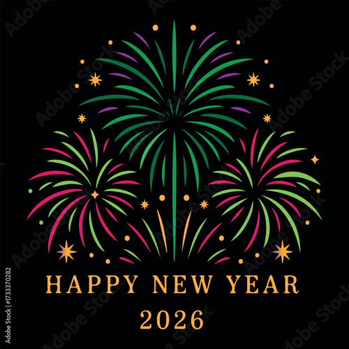 Vibrant fireworks display celebrating the new year 2026