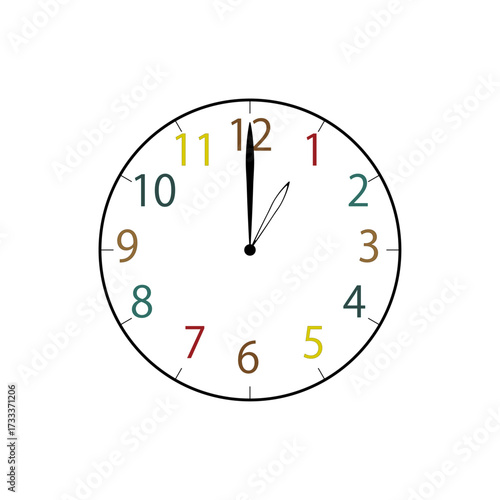 Simple Analog Clock at 1o'clock　シンプルな1時のアナログ時計イラスト