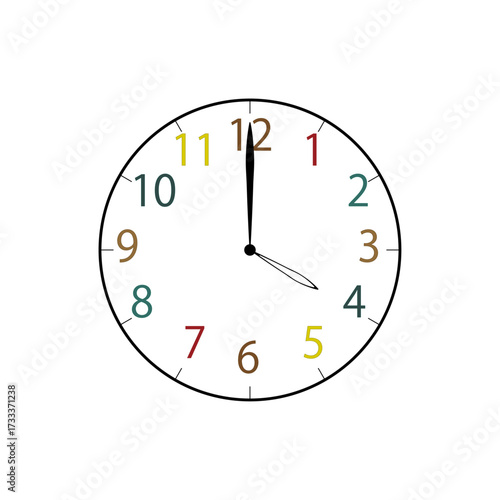 Simple Analog Clock at 4o'clock　シンプルな4時のアナログ時計イラスト