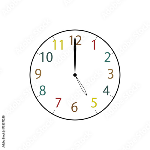 Simple Analog Clock at 5o'clock　シンプルな5時のアナログ時計イラスト