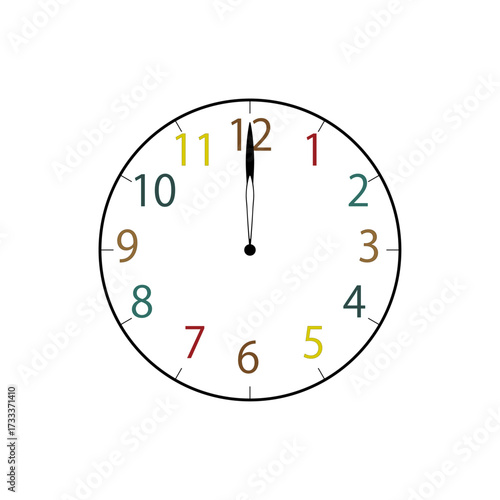 Simple Analog Clock at 12o'clock　シンプルな12時のアナログ時計イラスト