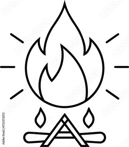 digital detox campfire gathering illustration on transparent background
