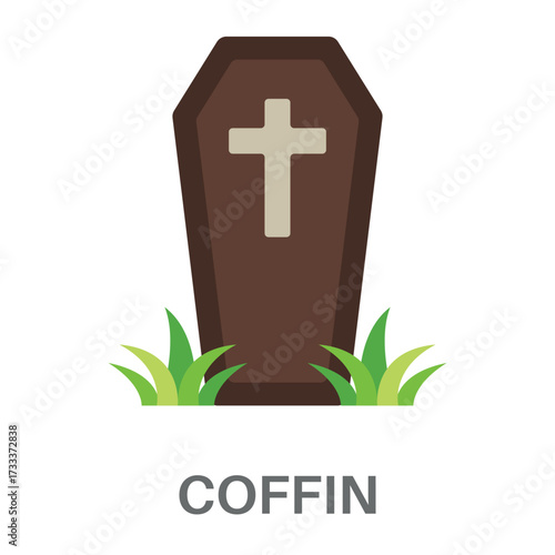 Coffin Simple Style Flat Design Vector