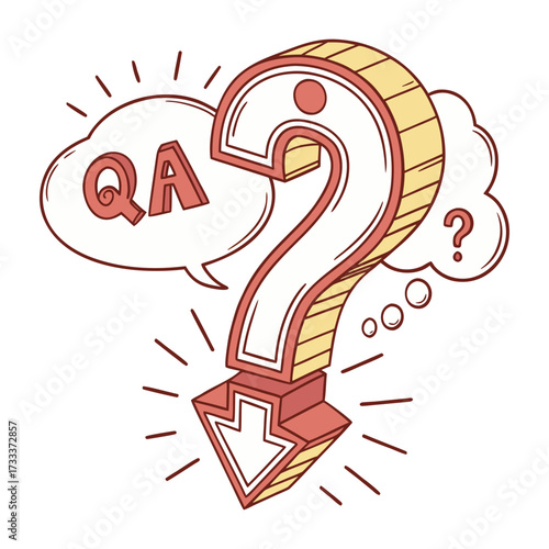 3 D Question Mark with Q A Speech Bubble and Thought Bubble inquiry