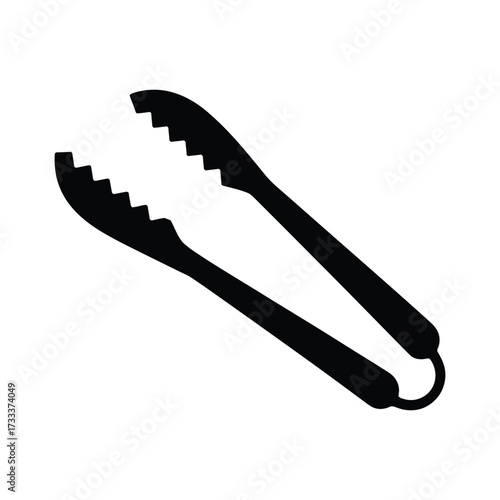 Black barbecue tongs with serrated gripping ends on a white background