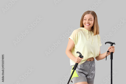 Young woman with walking po...
