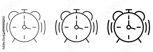 Alarm clock icon isolated, Wake up symbol, Time reminder signs, Notification watch, or Ringing timer icons vector illustration
