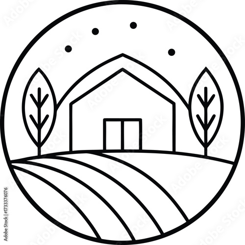 eco wellness farm with herbal fields illustration on transparent background