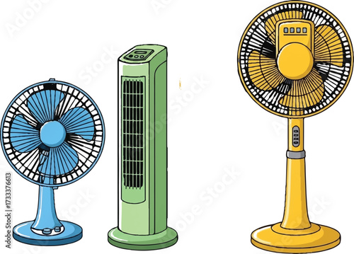 The image you’ve uploaded shows **three different types of electric fans