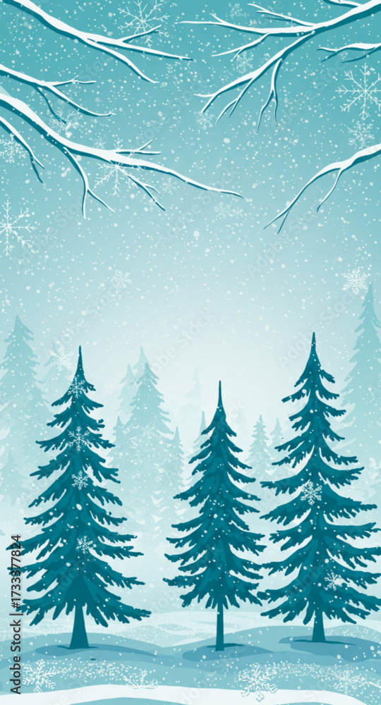 Obraz premium vector illustration of a winter landscape