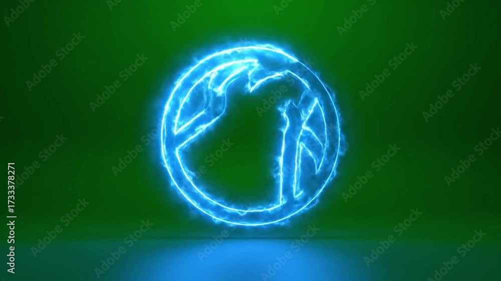custom made wallpaper toronto digitalEnergetic blue glowing symbol representing power or a strong idea against a vibrant green backdrop.