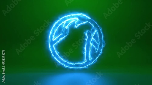 Wallpaper Mural Energetic blue glowing symbol representing power or a strong idea against a vibrant green backdrop. Torontodigital.ca