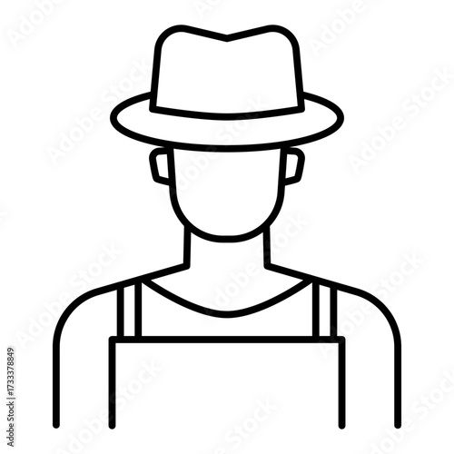 farmer line icon with editable stroke