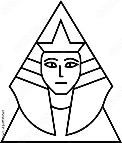 egyptian pharaoh with sacred geometry crown illustration on transparent background