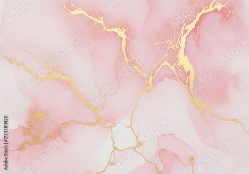 Simple elegant background with watercolor marble effect with gold fibers