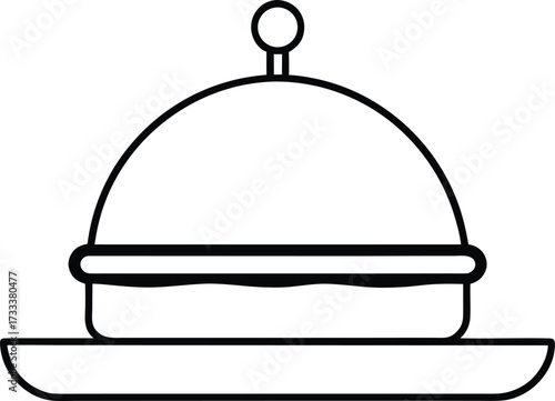 Simple Line Art Icon of a Covered Dish, Representing Food Service and Dining