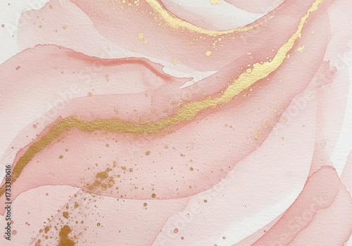 Simple elegant background with watercolor marble effect with gold fibers