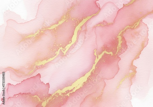 Simple elegant background with watercolor marble effect with gold fibers