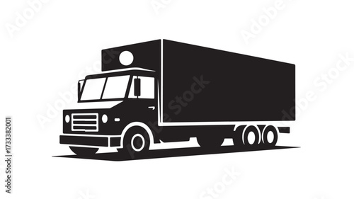 Sleek, modern black truck silhouette ready for logistics, delivery, and transport services, conveying efficiency and movement.