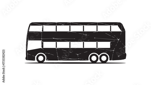 Modern geometric double decker bus silhouette, showcasing urban transit and city travel with a sleek, contemporary design perfect for transportation branding.