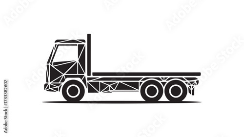 Modern geometric flatbed truck silhouette, perfect for logistics, transport, and delivery service branding, conveying efficiency and forward momentum.