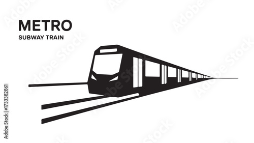 Sleek modern metro train speeding along urban transit lines, capturing the essence of fast urban transportation and city connectivity
