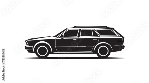 Dynamic silhouette of a classic station wagon, embodying freedom, adventure, and timeless road trip nostalgia for your next project.