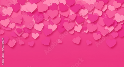 Pink hearts pattern on pink background for love and romance concepts